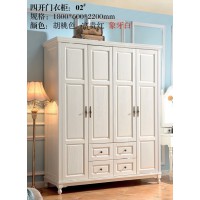 木佰創(chuàng)美式家具：象牙白美式壓紋四開門衣柜02#