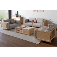 朗朝現(xiàn)代極簡白蠟?zāi)炯揖撸篖2802#1+2+3沙發(fā)（原木色）、L281#長茶幾