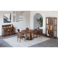 艾美儷家可可西里現(xiàn)代極簡(jiǎn)黑金檀木家具：餐桌KK5101#(全圓形造型)、餐椅KK3501#