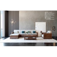 艾美儷家可可西里現(xiàn)代極簡(jiǎn)黑金檀木家具：轉(zhuǎn)角沙發(fā)KK3201#、長(zhǎng)茶幾KK3302#