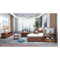 康優(yōu)寶輕奢新中式胡桃木家具：K6H305沙發(fā) 轉(zhuǎn)角+單位（B靠背儲物箱薄墊）
