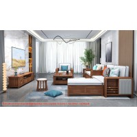 康優(yōu)寶輕奢新中式胡桃木家具：K6H304沙發(fā) 轉(zhuǎn)角+單位（D靠背儲物箱體薄墊）