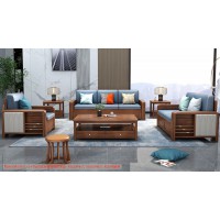 康優(yōu)寶輕奢新中式胡桃木家具：K6H304沙發(fā) 1+2+3位（D靠背儲(chǔ)物箱體薄墊）