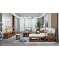 康優(yōu)寶輕奢新中式胡桃木家具：K6H210沙發(fā) 轉(zhuǎn)角+單位（B靠背欄桿前框薄墊）