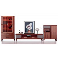 華夏國康卡迪婭輕奢極簡黃檀木家具：K801高柜、K601電視柜、K801低柜
