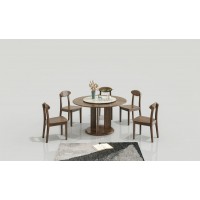 天倫雅樂(lè)現(xiàn)代極簡(jiǎn)南美黑胡桃木家具： CT102圓餐臺(tái)、CY102餐椅