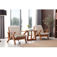 安德穩(wěn)南美胡桃木木蠟油原木家具：休閑椅1012#、巖板圓幾W01#